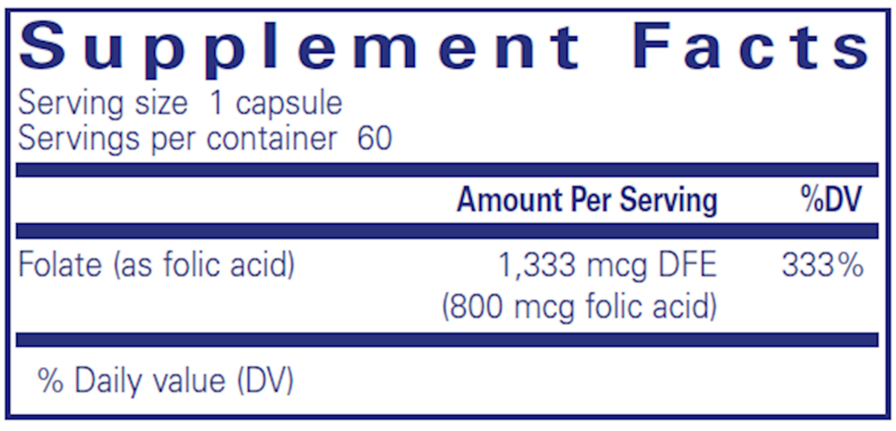Folic Acid, 60 Capsules , Brand_Pure Encapsulations caps Emersons Form_Capsules Requires Consultation Size_60 Capsules