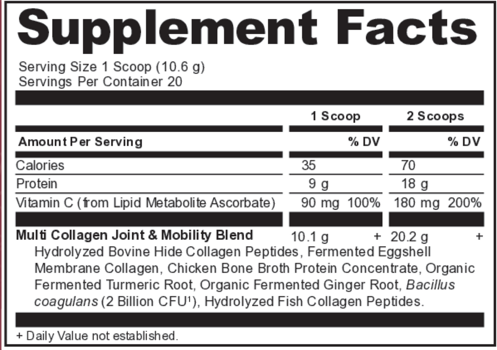 Ancient Nutrition Multi Collagen Protein Joint and Mobility - supplement facts