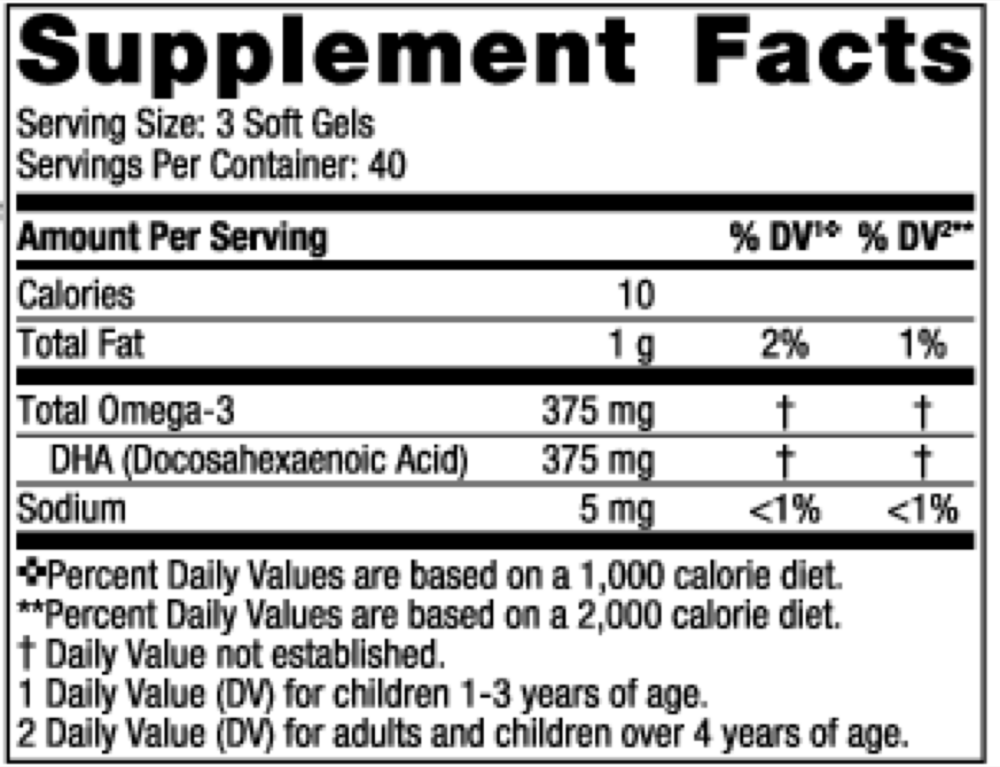 Nordic Naturals Children's DHA Vegetarian - supplement facts label