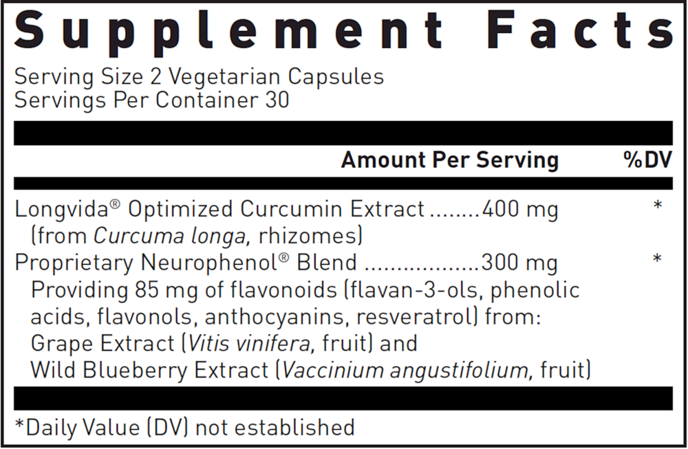 Optimized Curcumin w/Neurophenol, 60 Capsules