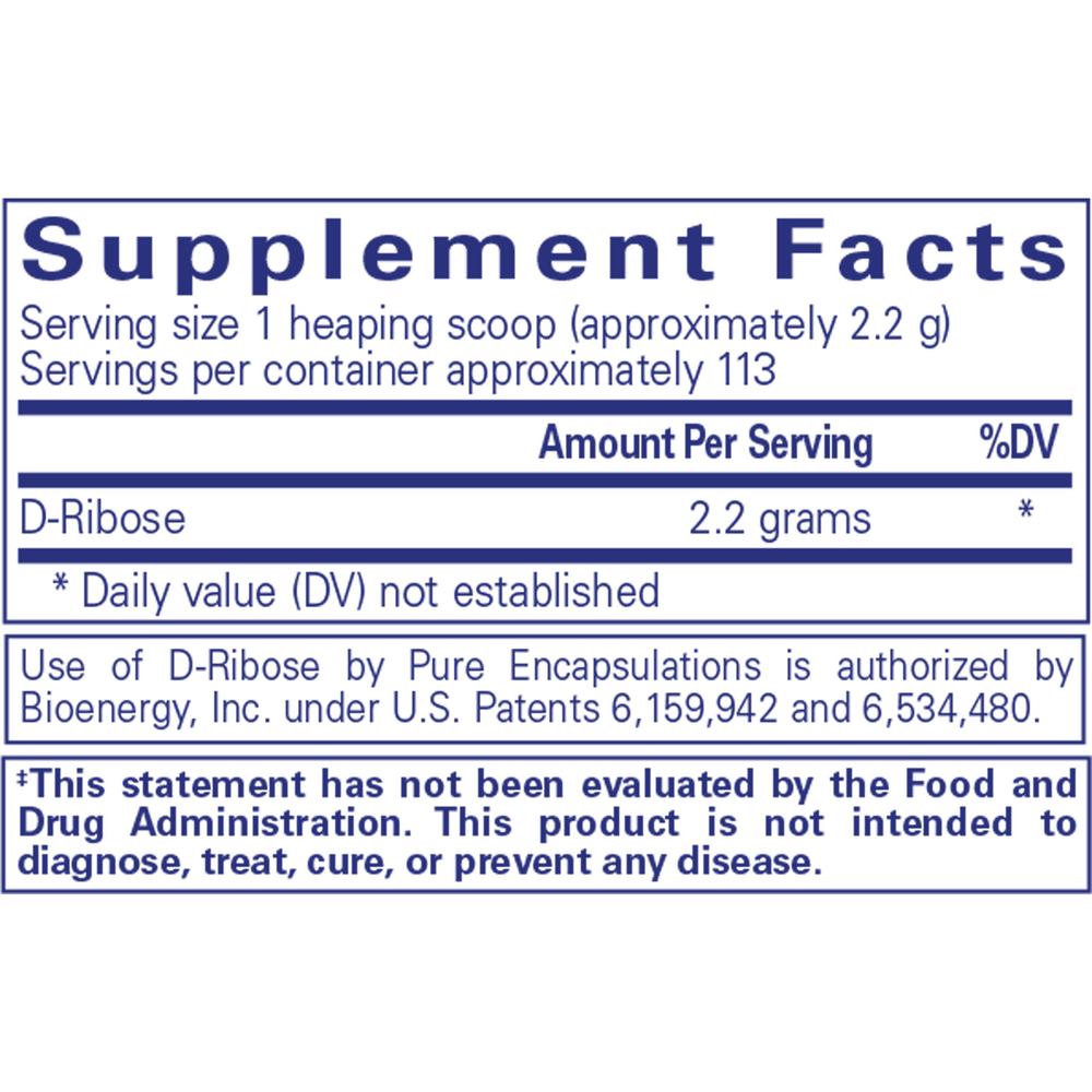 Ribose, 8.8 Oz (250 g) Powder , Brand_Pure Encapsulations Emersons powder