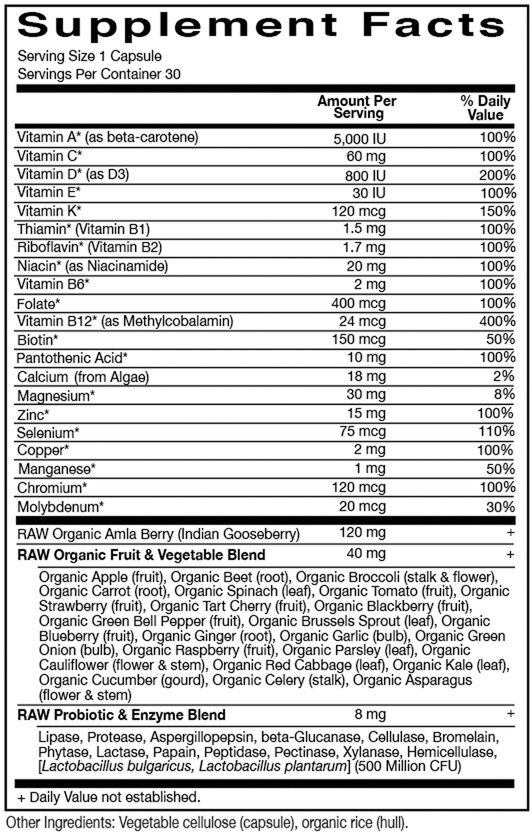 Vitamin Code RAW One for Men, 30 Capsules