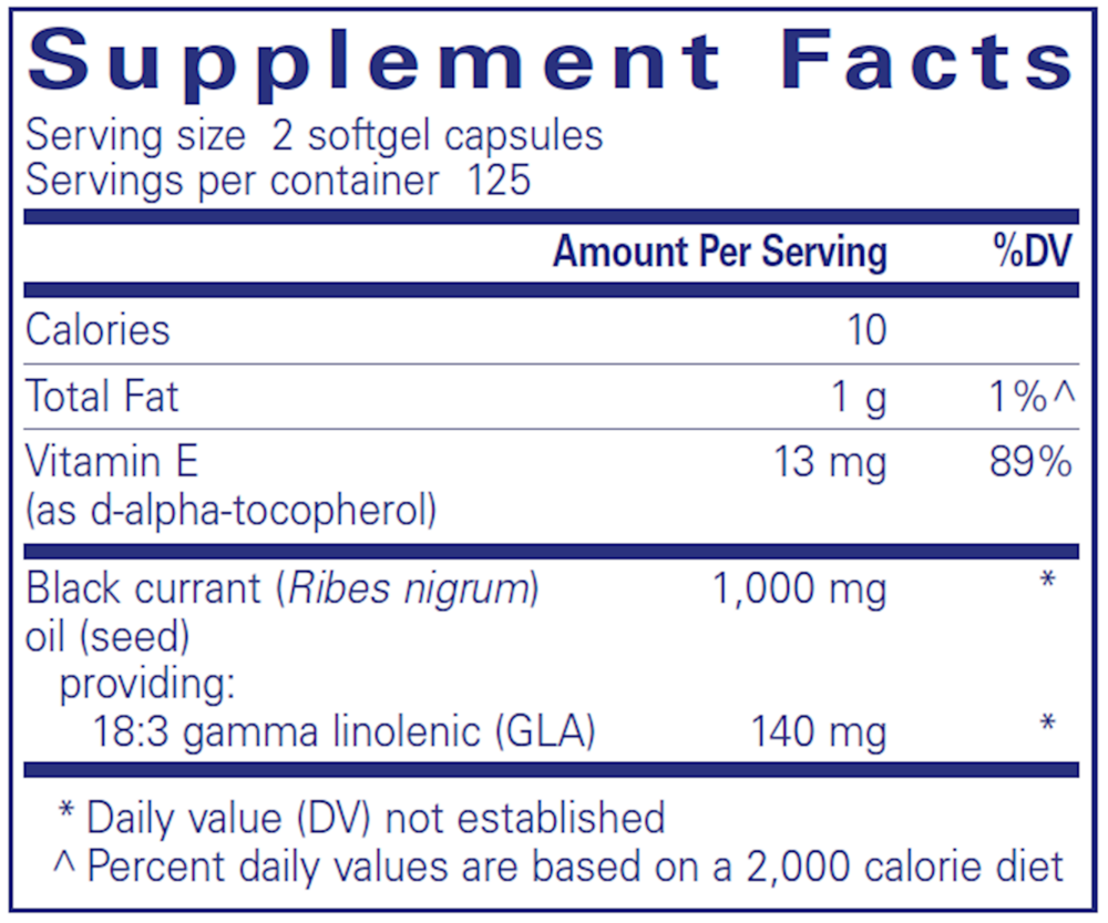 Black Currant Seed Oil, 500 mg, 250 Softgels , Brand_Pure Encapsulations Emersons Form_Softgels Requires Consultation Size_250 Softgels softgels