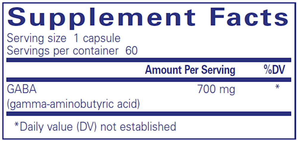 GABA, 60 Capsules , Brand_Pure Encapsulations caps Emersons