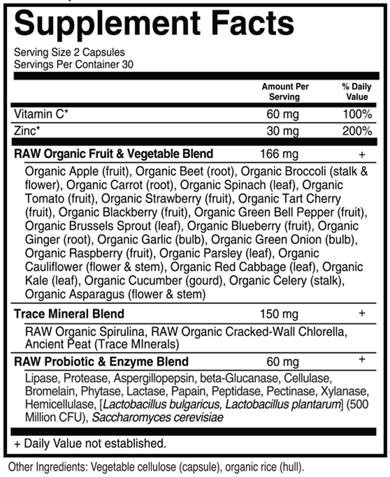 Vitamin Code® RAW Zinc™ with Vitamin C, 30 mg, 60 Vegan Capsules