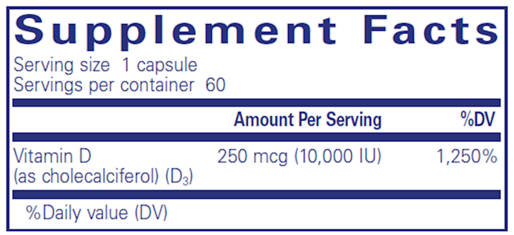 Vitamin D3 250 mcg (10,000 IU) , Pure
