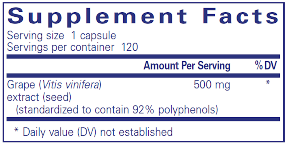 Grape Pip 500 mg, 120 Capsules , Brand_Pure Encapsulations caps Emersons Form_Capsules Requires Consultation Size_120 Capsules
