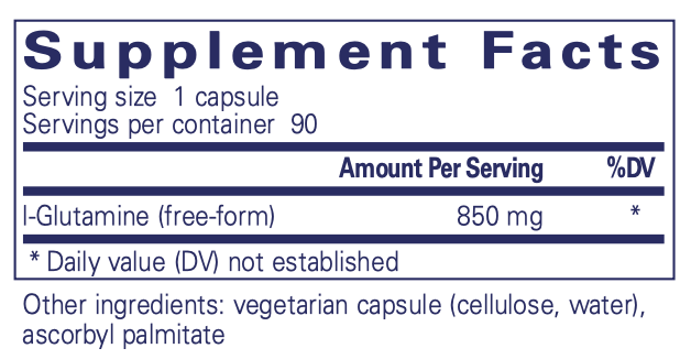 l-Glutamine 850mg, 90 Capsules , Brand_Pure Encapsulations Form_Capsules Requires Consultation Size_90 Capsules