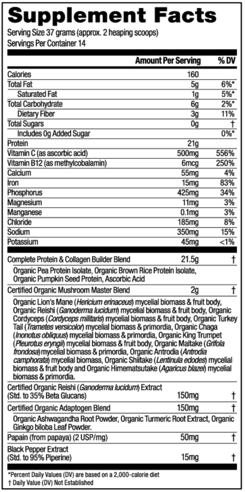 Mushroom Master Blend Vanilla Protein, 518 Grams , Form_Powder
