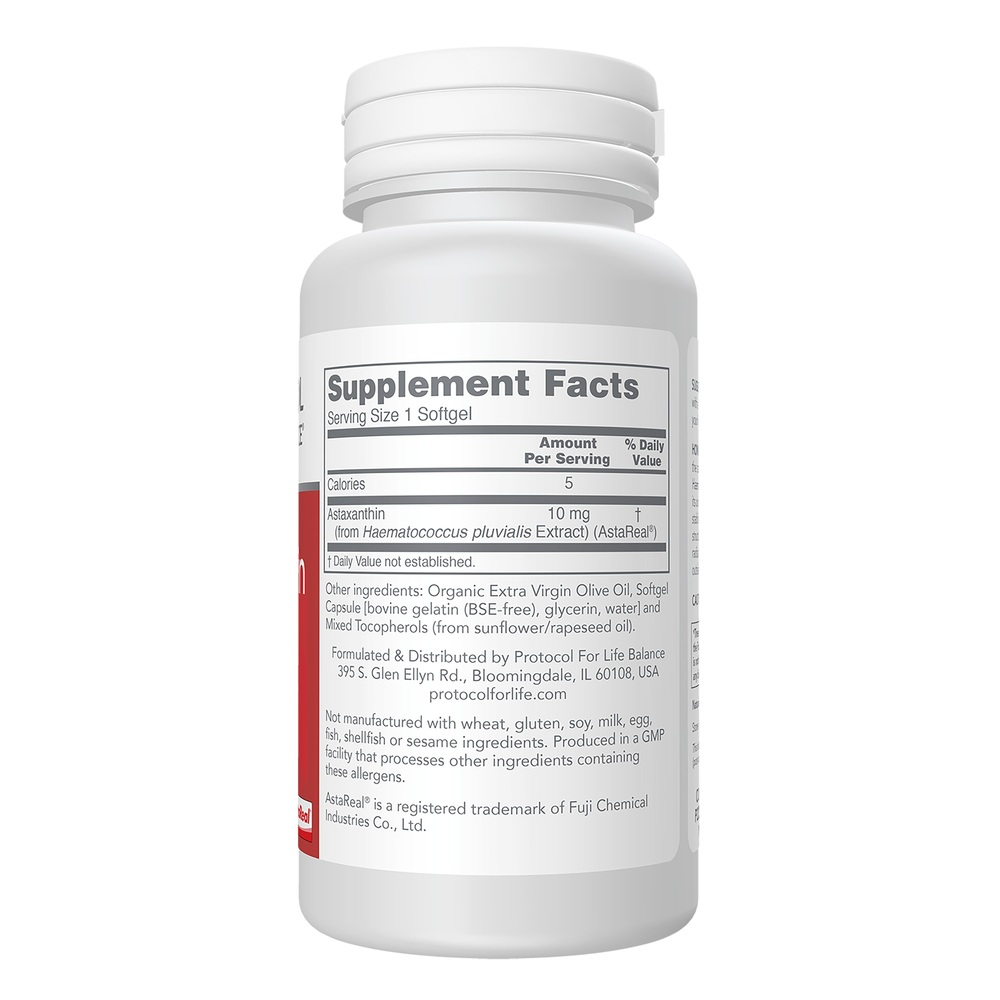 Astaxanthin 10mg, 60 Softgel Capsules , Brand_Protocol for Life Balance Form_Softgels Requires Consultation Size_60 Softgel Capsules softgels