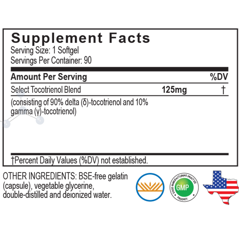 A.C. Grace UNIQUE E Tocotrienol Concentrate - supplement facts label