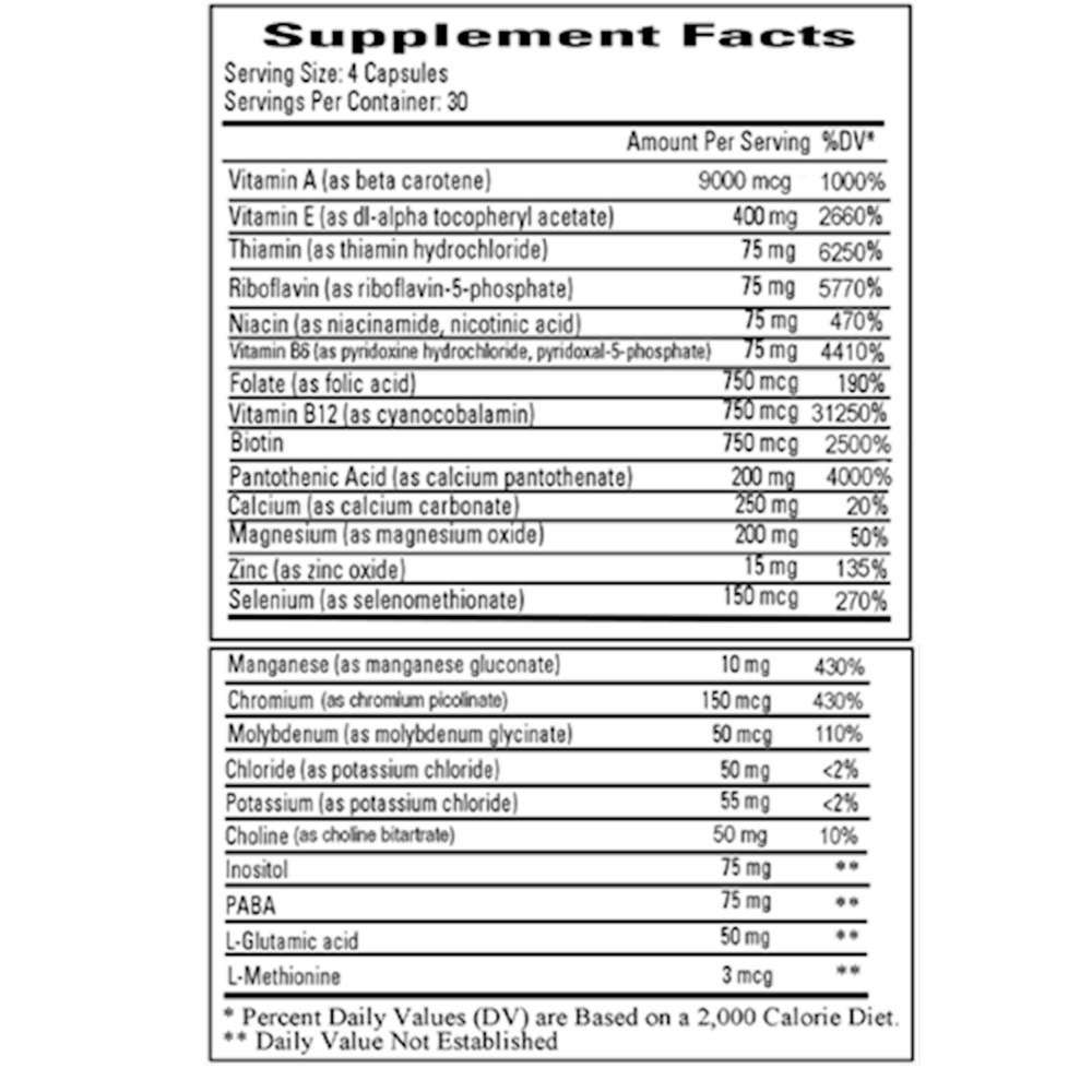 Hypomultiple w/o fe and cu, 120 Capsules
