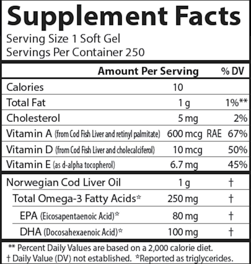 Cod Liver Oil Gems™, Super 1,000 mg, 250 Softgels
