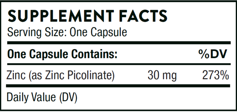 Zinc Picolinate 30mg - NSF Certified for Sport, 60 Capsules , Brand_Thorne Research Form_Capsules Size_60 Capsules