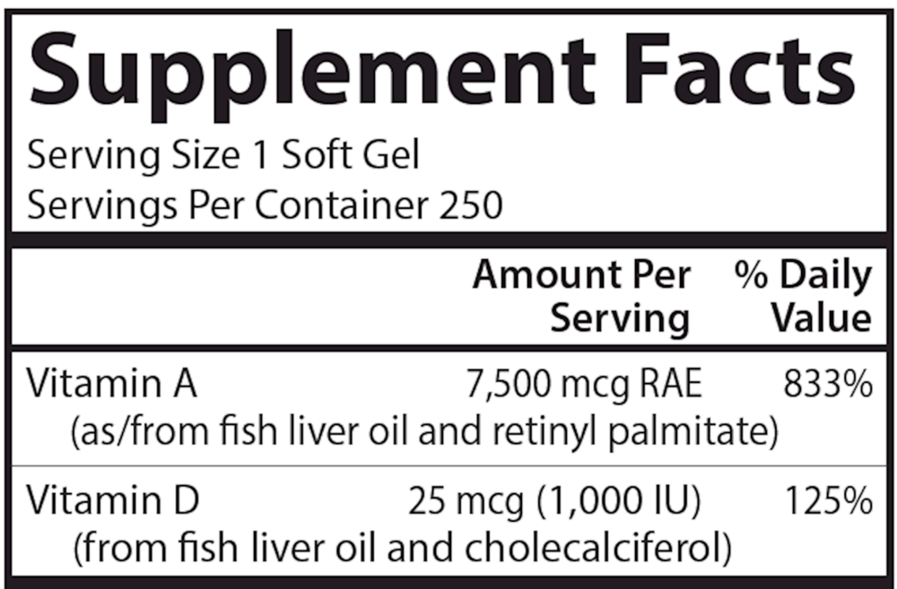 A & D 25000IU & 1000IU, 250 Softgels