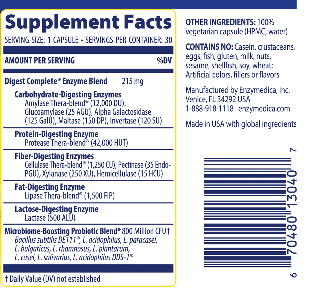 Digest Complete + Probiotics, 30 Capsules