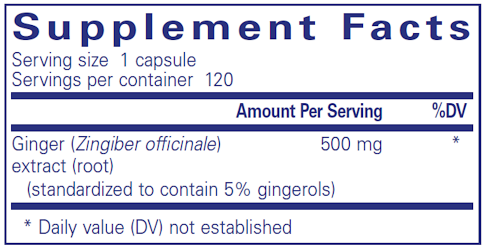 Ginger extract (Zingiber), 120 Capsules , Brand_Pure Encapsulations caps Emersons