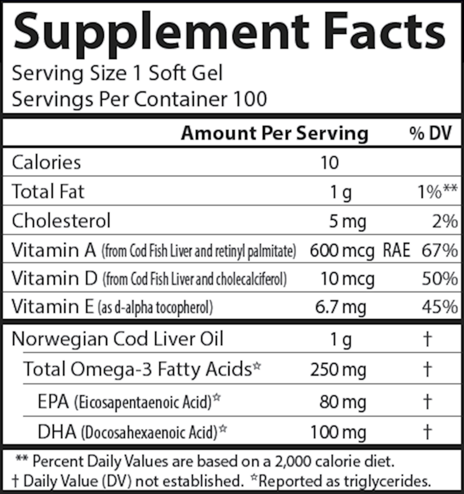 Wild Norwegian Cod Liver Oil Gems™ Super 1000  mg, 100 softgels