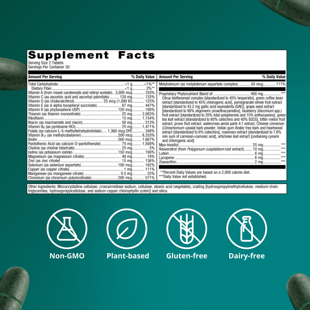 PhytoMulti® (Iron Free), 60 Tablets , Emersons Form_Tablets tabs
