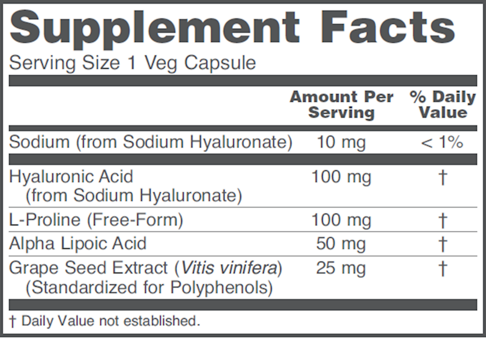 Hyaluronic Acid 100mg with Co-factors, 60 Capsules , Brand_Protocol for Life Balance capsules Form_Capsules Requires Consultation Size_60 Capsules