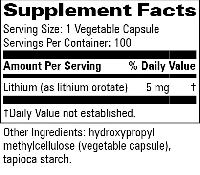 Lithium Orotate 5mg, 100 Capsules , Brand_Progressive Labs capsules Form_Capsules Requires Consultation Size_100 Capsules