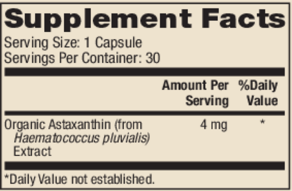 Astaxanthin 4mg, 30 Capsules