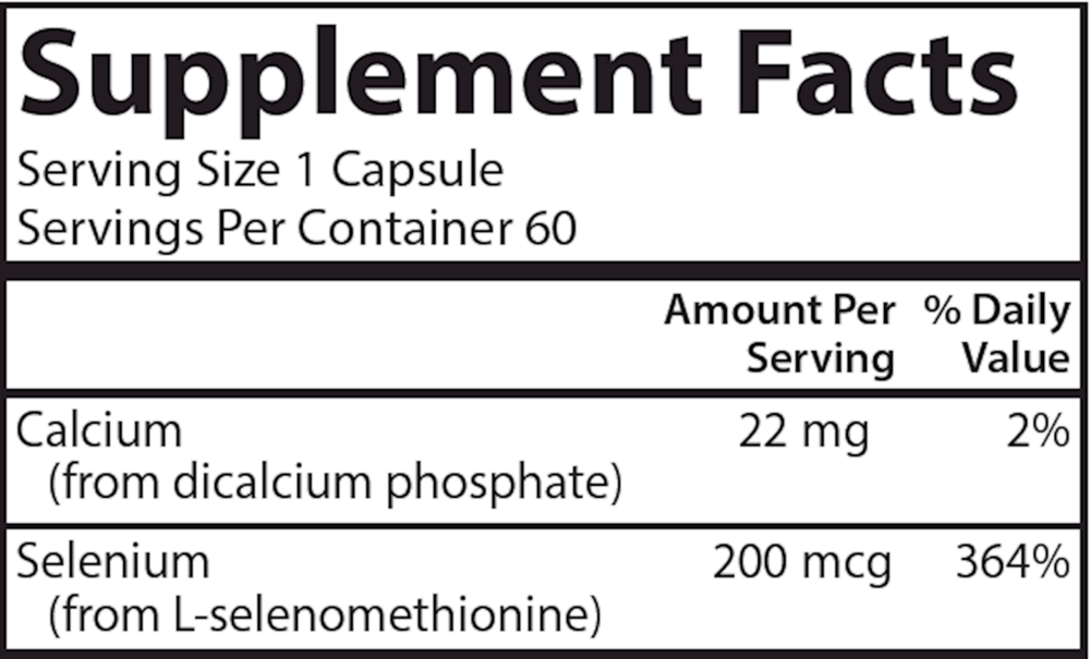 Selenium 200mcg, 60 Capsules