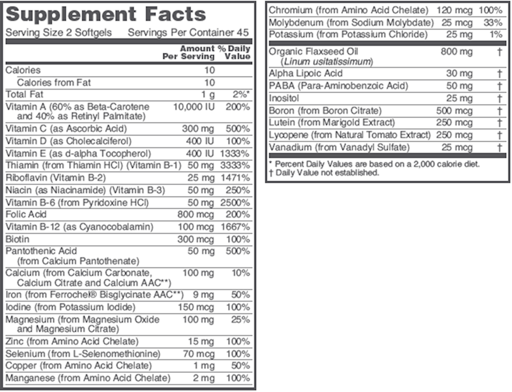 Ortho Multi w/ 400mg Flax Oil, 90 Softgels , Brand_Protocol for Life Balance Form_Softgels Requires Consultation Size_90 Softgels softgels