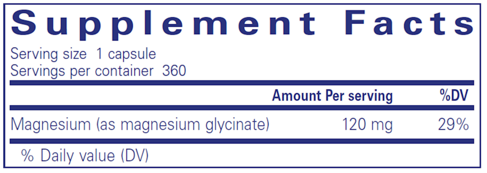 Magnesium (glycinate), 120 mg, 360 Capsules , Brand_Pure Encapsulations caps Form_Capsules Not Emersons Potency_120 mg Size_360 Caps