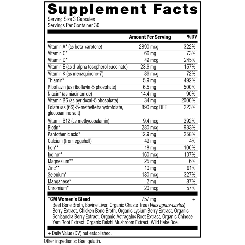 Ancient Nutrition Ancient Multivitamin - Women's - supplement facts