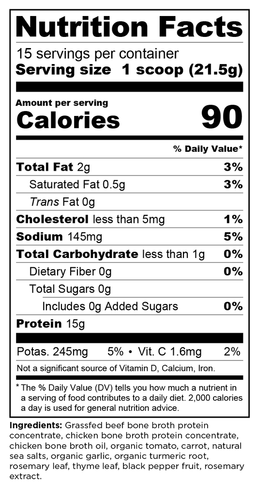 Ancient Nutrition Bone Broth Protein Chicken Soup - supplement facts