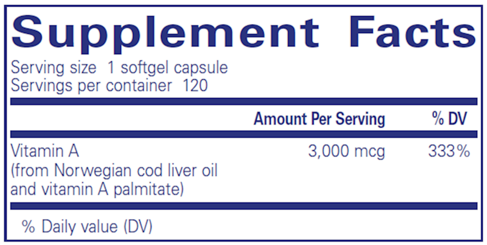 Vitamin A 3,000mcg (10,000IU), 120 Softgel Capsules , Brand_Pure Encapsulations Form_Softgels Requires Consultation Size_120 Softgel Capsules