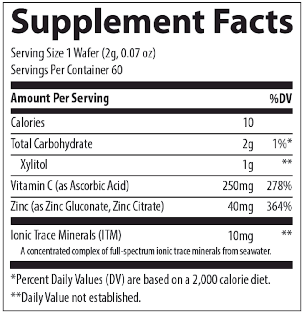 Zinc + Vitamin C Chewable - Raspberry, 60 Wafers