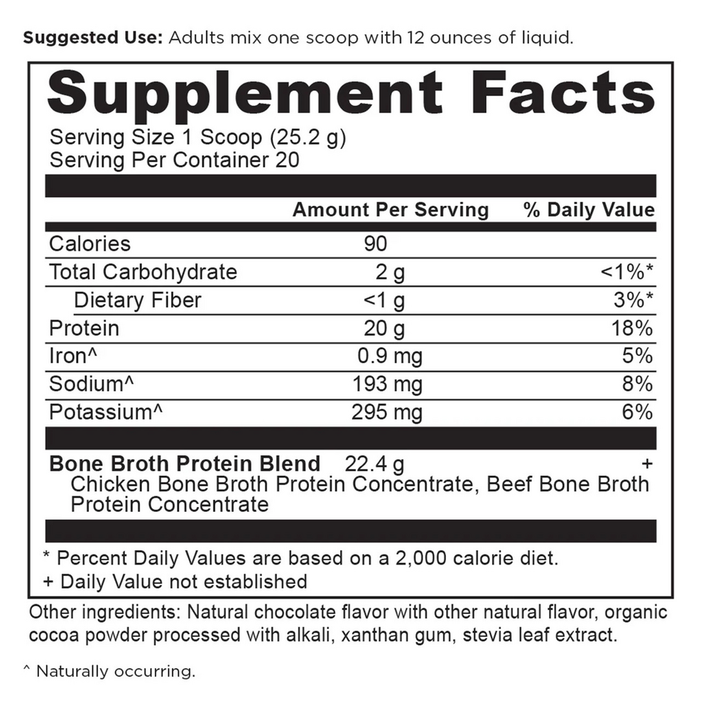 Ancient Nutrition Bone Broth Protein Chocolate - supplement facts