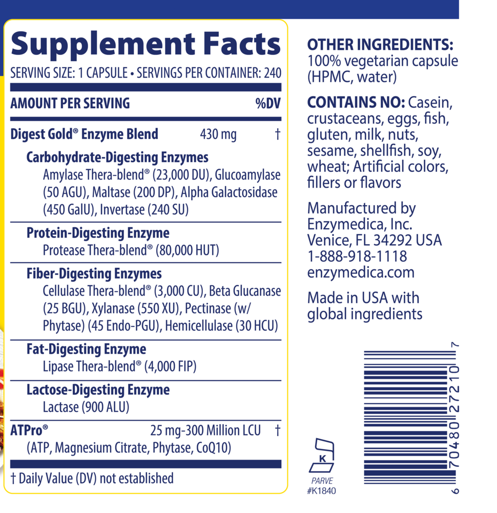Digest Gold™ with ATPro, 240 Capsules