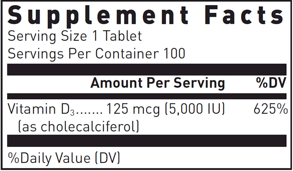 Vitamin D 5,000 i.u., 100 Tablets