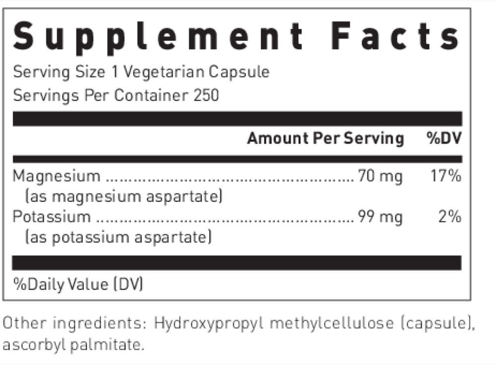 Magnesium/Potassium Aspartate, 250 Capsules