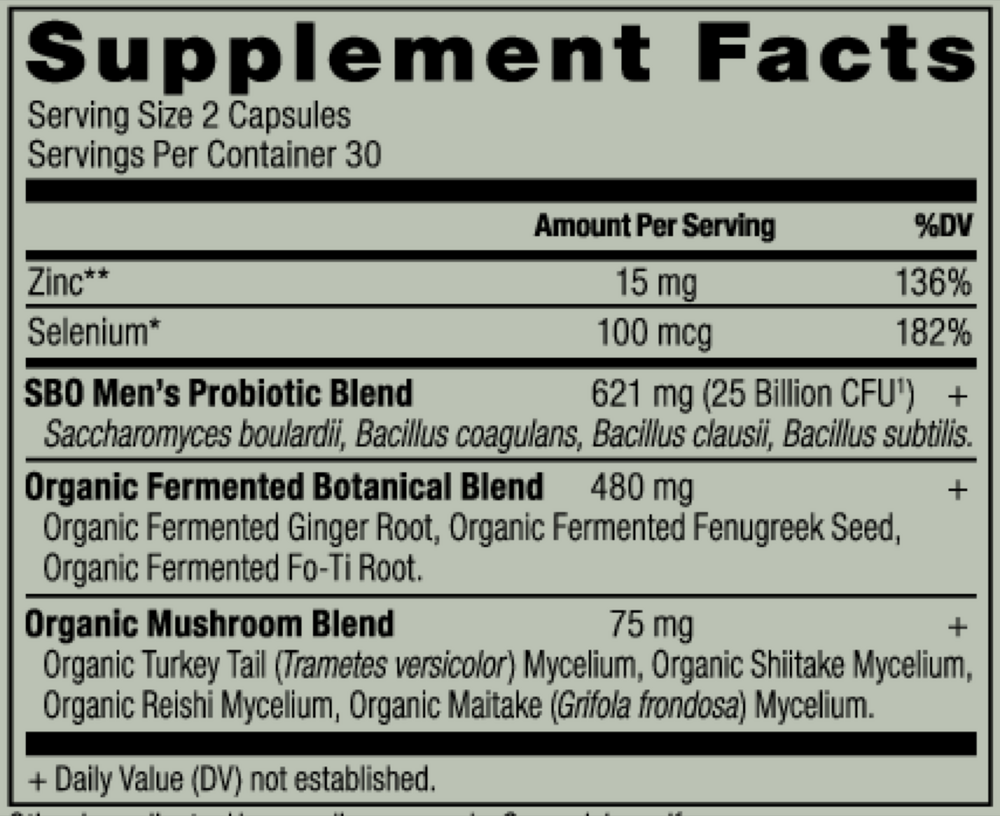 Ancient Nutrition SBO Probiotics Men's - supplement facts