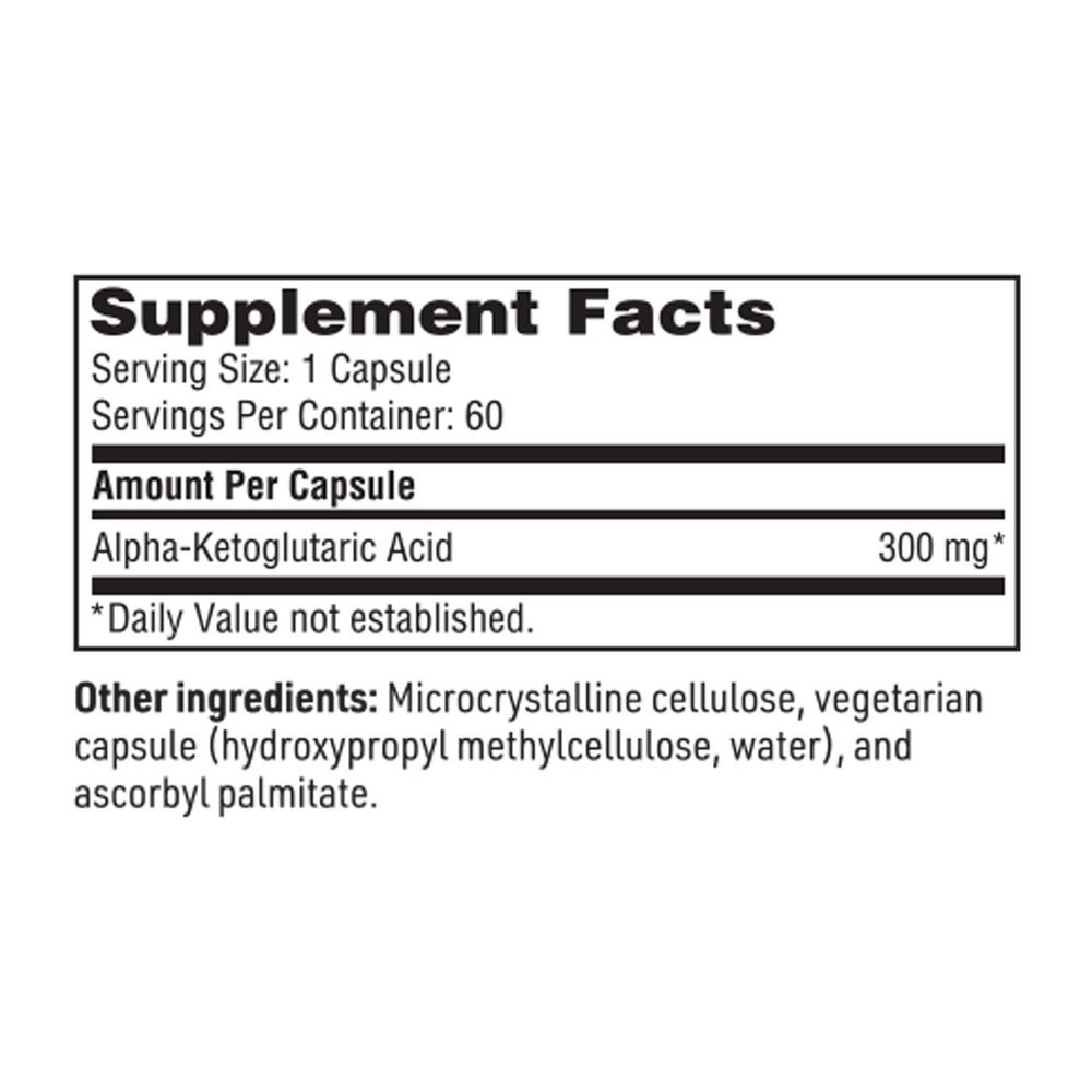 Alpha-Ketoglutaric Acid 300mg, 60 Capsules