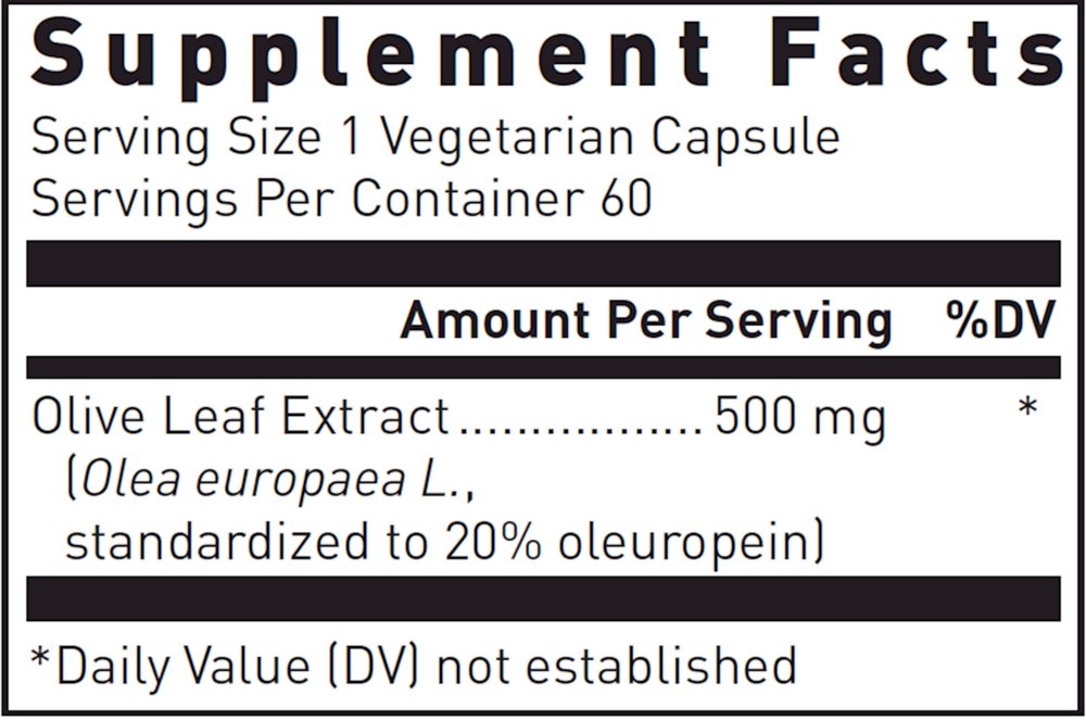 Olive Leaf Extract 500mg, 60 Capsules