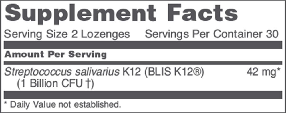 E.N.T. Biotic BLIS K12 probiotic, 60 Lozenges , Brand_Protocol for Life Balance Form_Lozenges lozenges Requires Consultation Size_60 Lozenges
