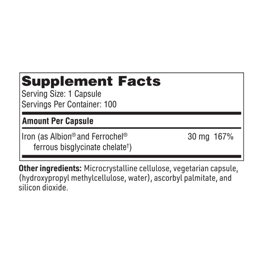 Iron Chelate, 100 Capsules