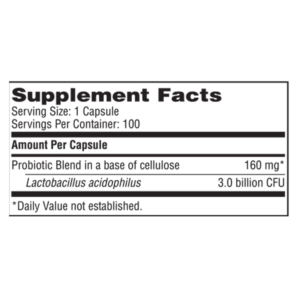 L. Acidophilus SCD Compliant Probiotic, 100 Capsules