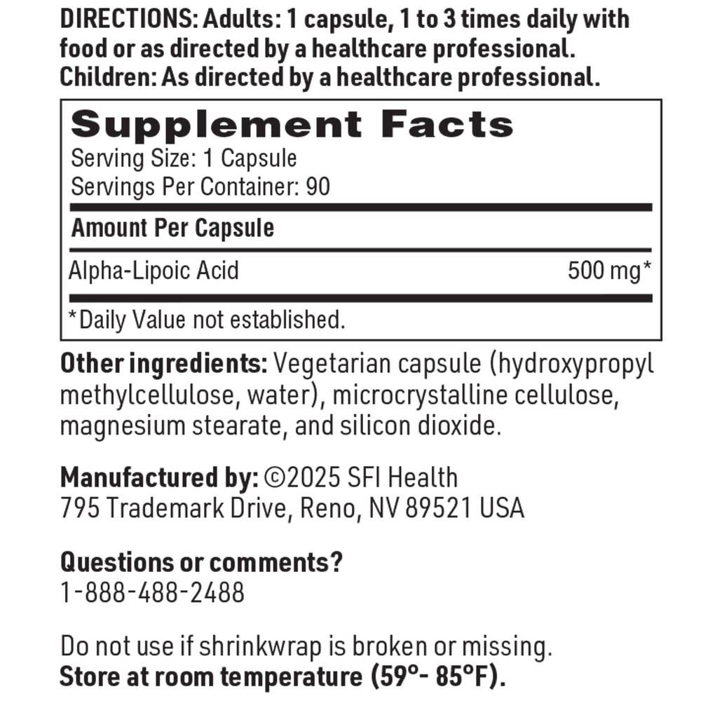 Alpha Lipoic Acid 500mg, 90 Capsules