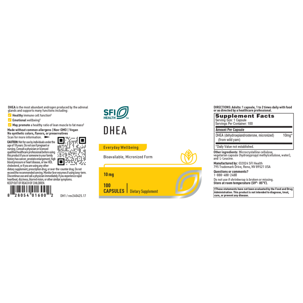 DHEA 10mg, 100 Capsules