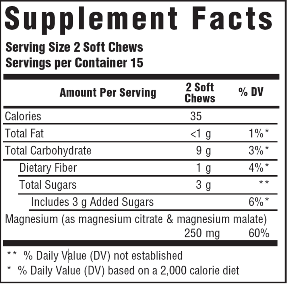 Relax + Calm Magnesium Soft Chews, 30 Chewable Tablets