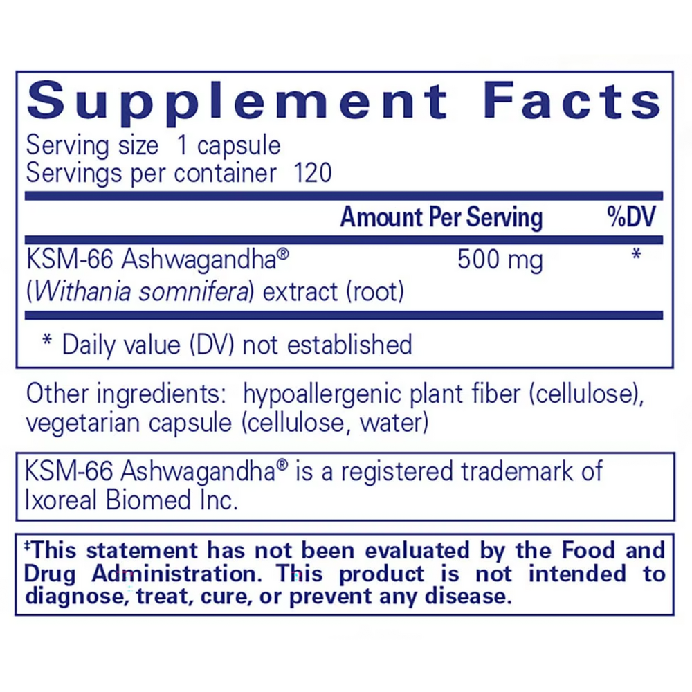 Ashwagandha, 120 Capsules , Brand_Pure Encapsulations Form_Capsules Requires Consultation Size_120 Capsules