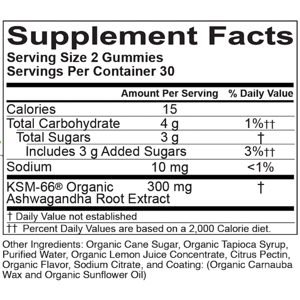 Organic Ashwagandha Gummies, Lemon Lime, 60 gummies , Ayurveda Brand_Organic India Form_Gummies