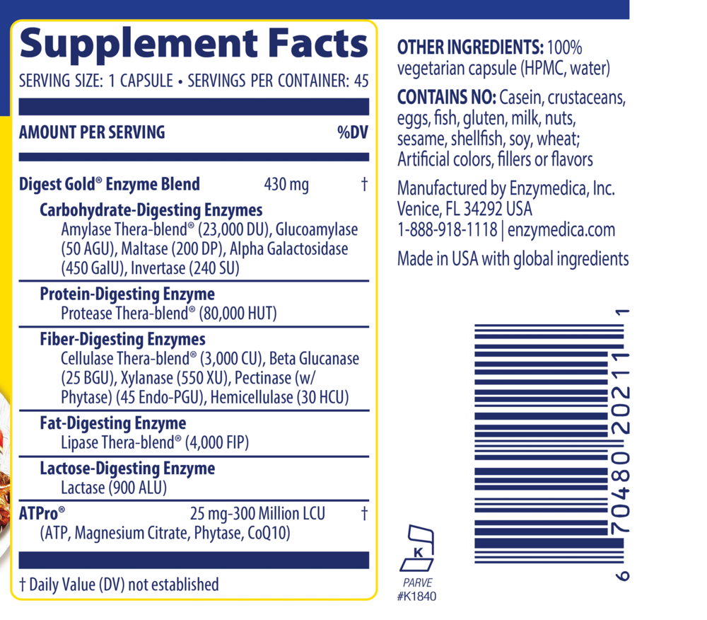 Digest Gold™️ with ATPro™️, 45 Capsules
