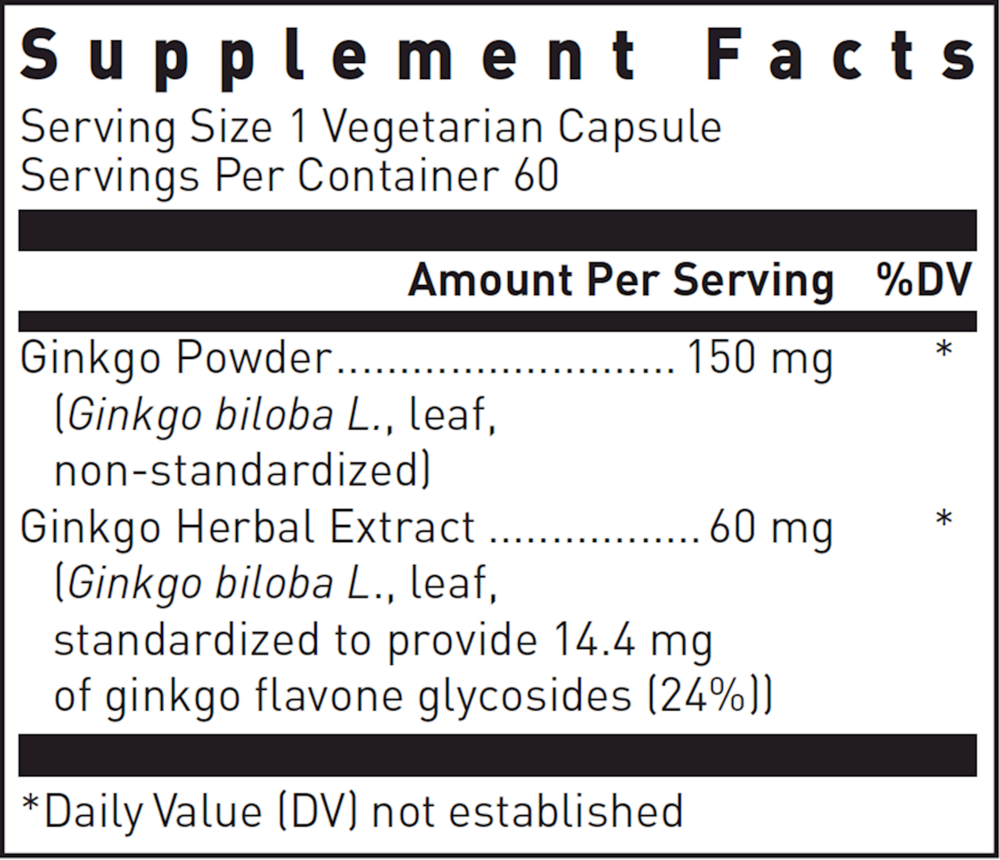 Ginkgo Biloba Max-V 60mg, 60 Capsules